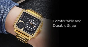 SKMEI - 2025 - LED Backlight Large Screen Multi-Time Zone Waterproof Watch - Golden image 5