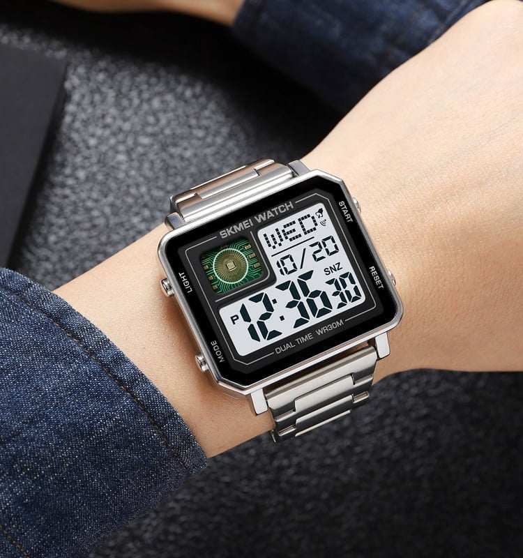 Skmei - 2033 - Bold Square Advanced Digital Functions Watch - silver image 2