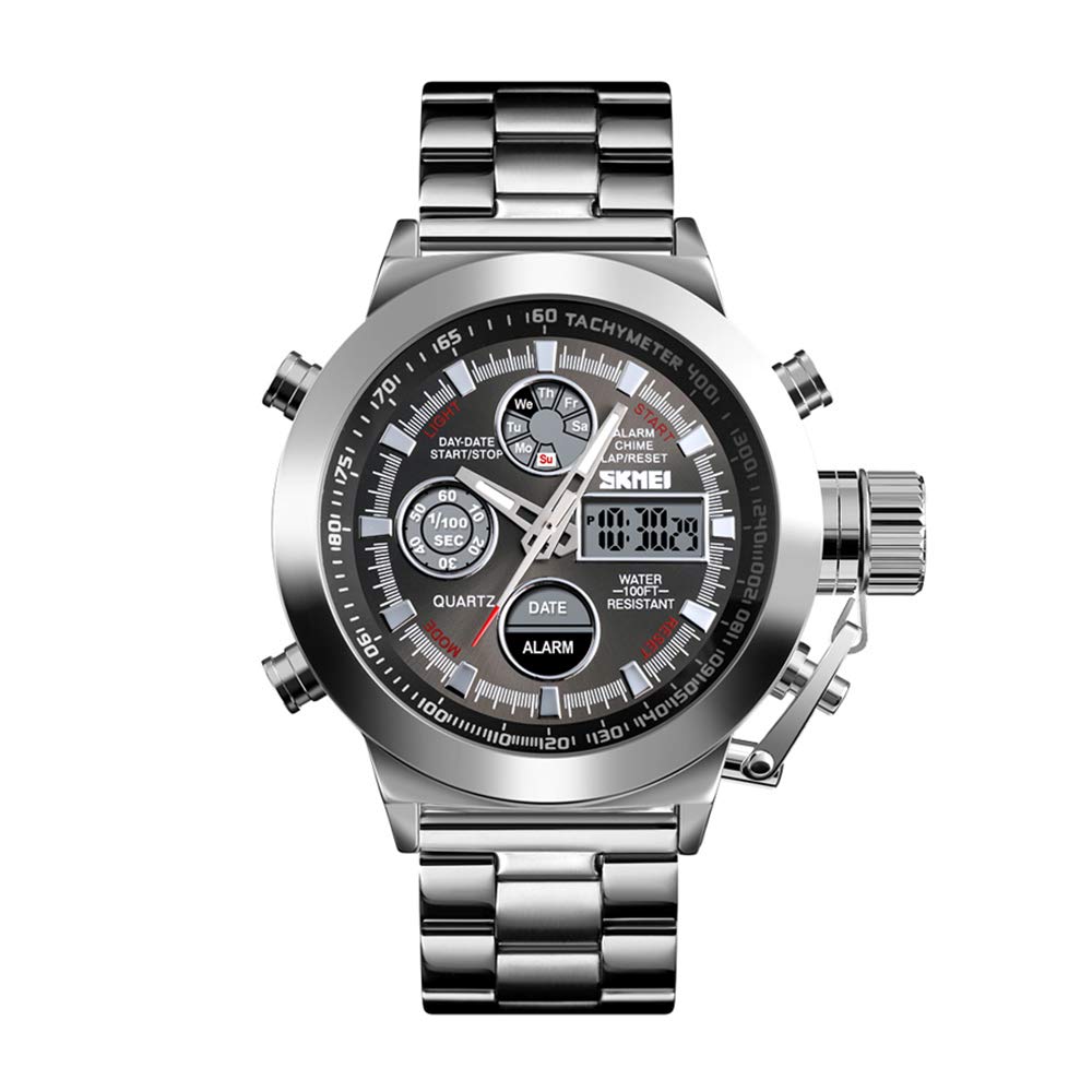 SKMEI - 1515 - Professional Double Display Quartz Watch - silver image 0