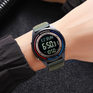 SKMEI 2412 Digital Countdown World Time Sports Watch - armygreen/nylon image 2