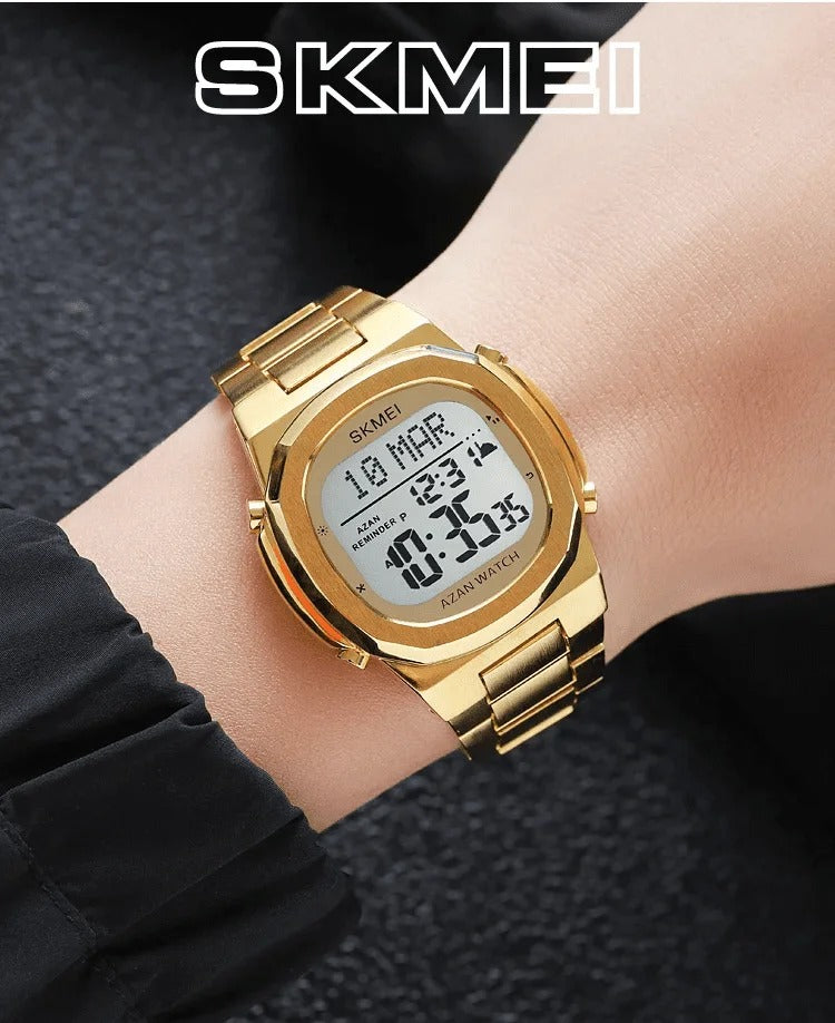 Skmei - 2036 - Azan Reminder Watch Waterproof - Gold/White image 3