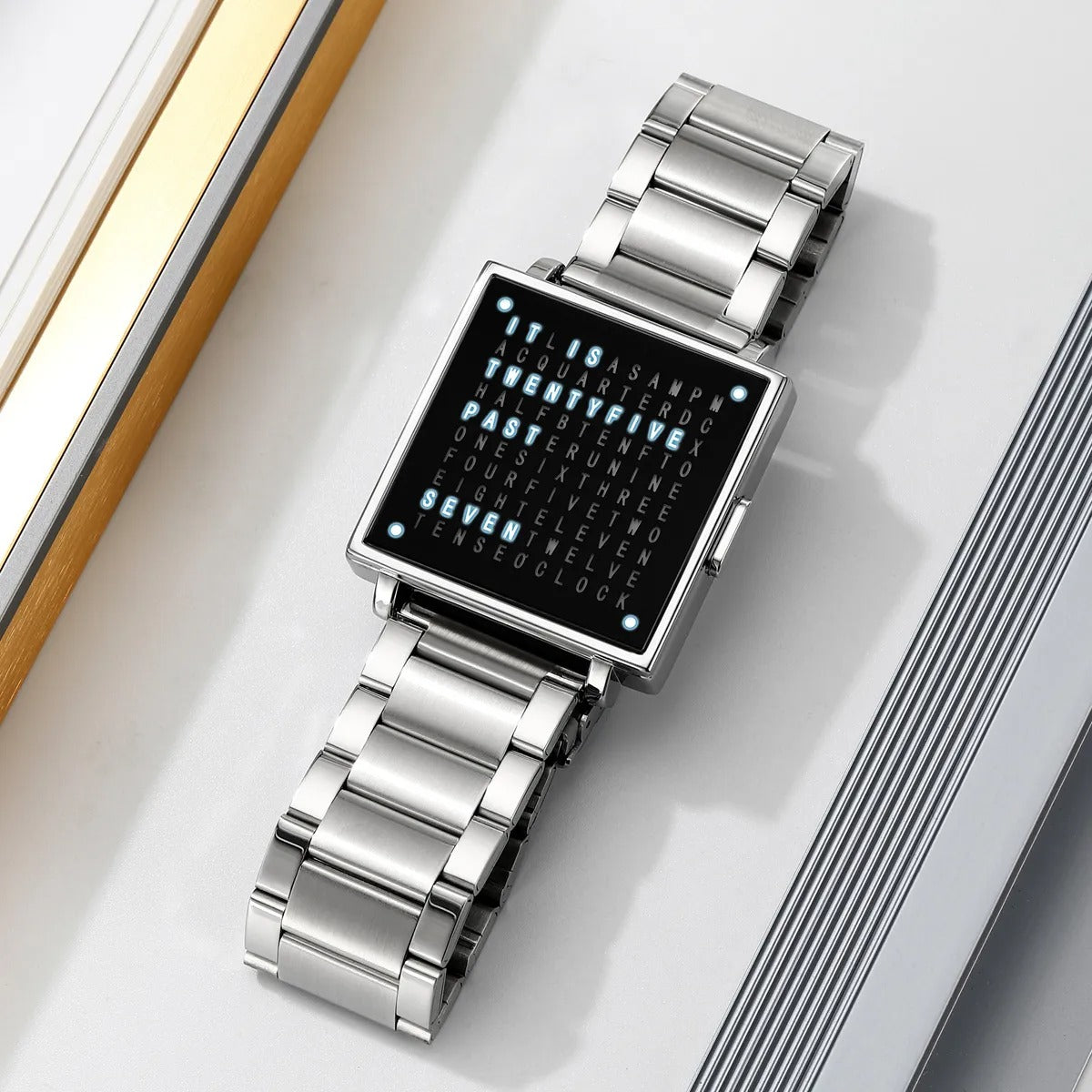 Skmei - 2388 - Luxury Word Dial Watch - Silver-Steel image 1