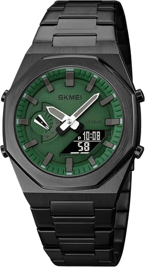 Skmei - 1816 - Dual Display luminous waterproofs 50+ timezone - Black/Green-White image 2