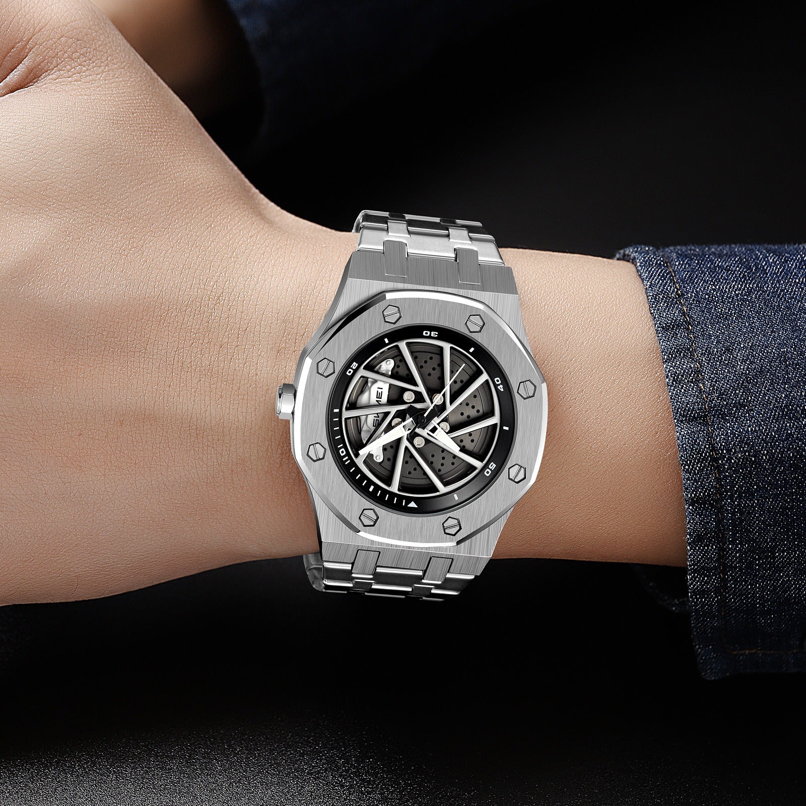 SKMEI - 2359 - Rotating Wheel Sports Edition Watch - silver-steel image 2