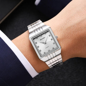 SKMEI 2619 Square Analog Diamond Dial Watch - silver/silver image 2