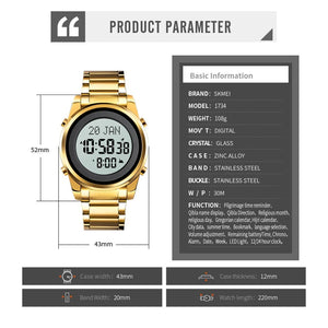 SKMEI - 1734 - Qibla Azan Time Reminder Prayer Watch - gold image 6