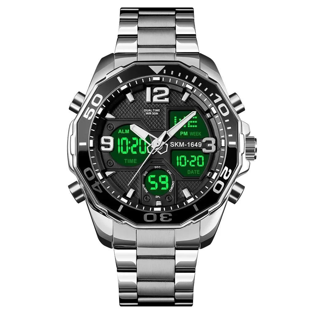 Skmei - 1649 - Rotatable Ring Quartz MultiFunctional Watch - Silver image 1