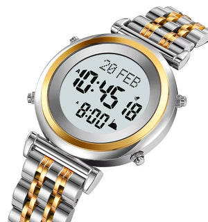 SKMEI - 2139 - Qibla Azan Time Reminder Prayer Watch - silver/gold-white image 0
