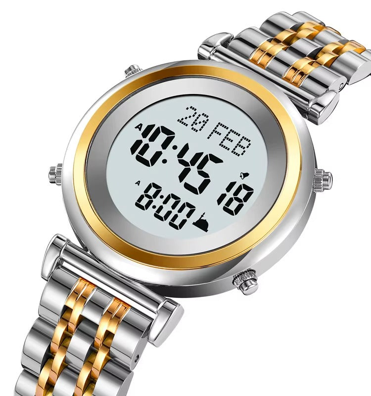 SKMEI - 2139 - Qibla Azan Time Reminder Prayer Watch - silver/gold-white image 0