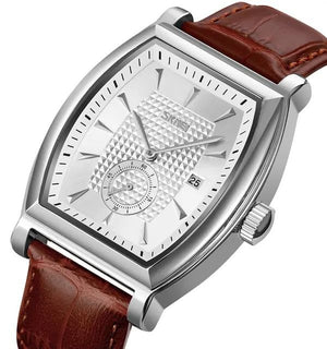 Skmei- 9306 - Leather Strap Quartz Alloy case Downsecond - silver/silver image 2