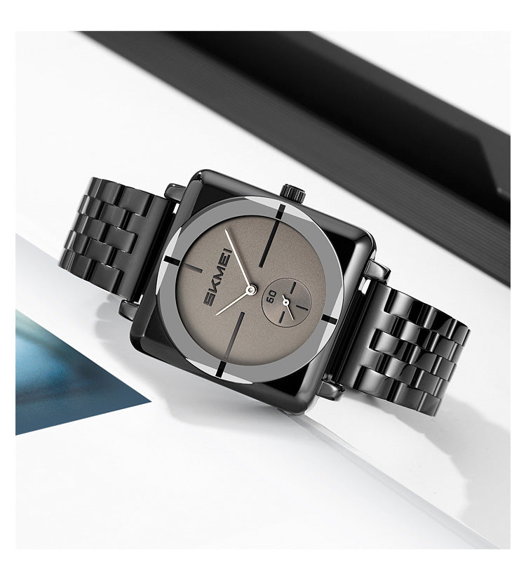 Skmei - 2413 - Minimal Elegant Square Design - Black/Titanium image 1