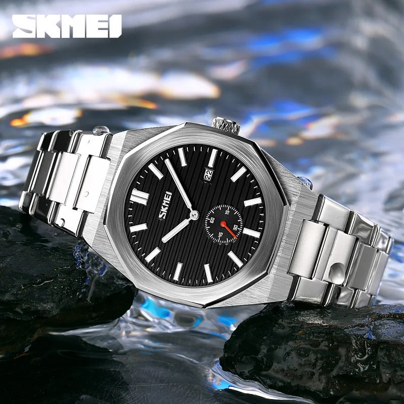 SKMEI - 9262 - High Quality Luxury Watch - Silver/Black image 2