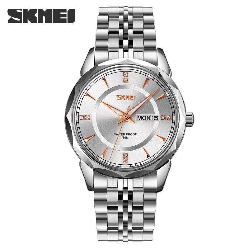 SKMEI - 9268 - Quartz Stainless Steel Luxury Analog Watch - silver/silver image 1