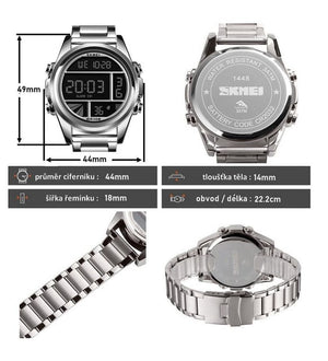 SKMEI - 1448 - Digital Sports Stainless Steel Waterproof Watch - Silver image 4