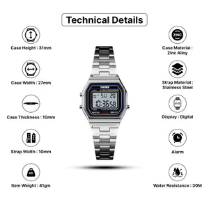 Skmei 1415 - Women Digital Stainless Steel Water Resistant - silver image 3