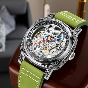SKMEI - 9271 - Premium Automatic Skeleton Watch - green image 2