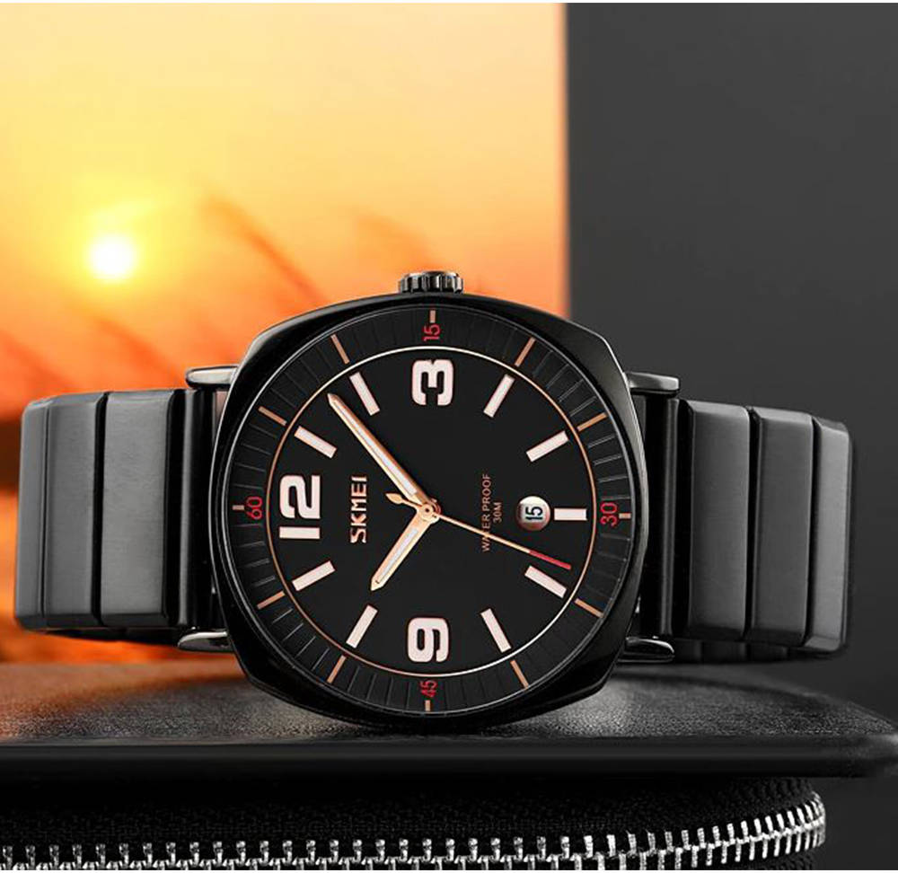 SKMEI - 9280 - Slim Steel Analog Quartz Watch - black/black image 1