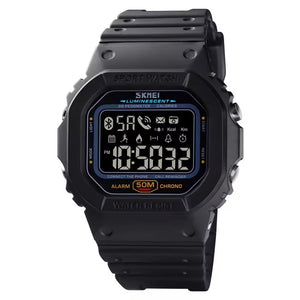 SKMEI - 1629 - Bluetooth Step Count High Quality Sports Watch Pedometer - Black image 1