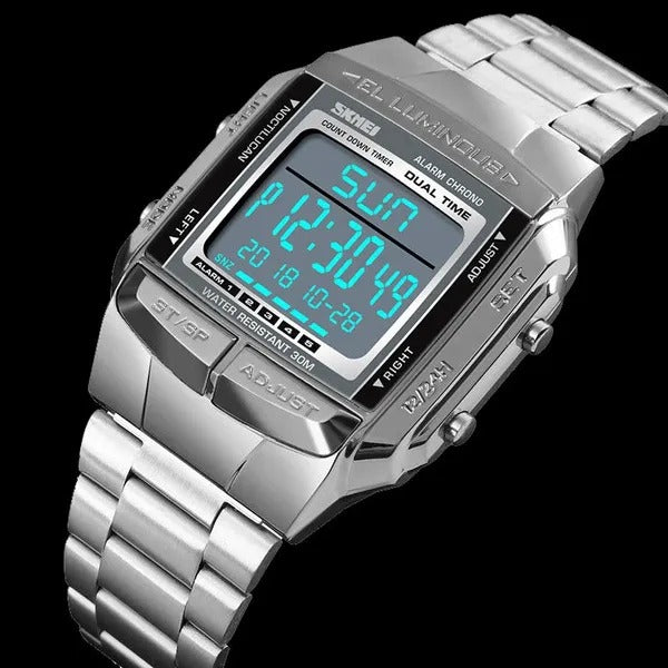 Skmei - 1381 - Digital Stainless Steel Watch - Silver image 3