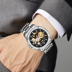 Skmei - 9378 - Automatic Skeleton Watch - silver/black image 2