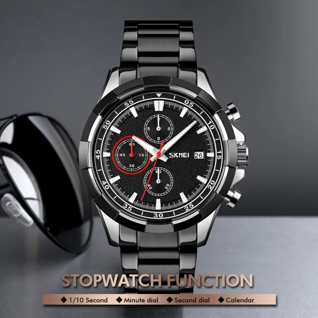 SKMEI - 9192 - Premium Chronograph Analog Watch - silver/black image 2
