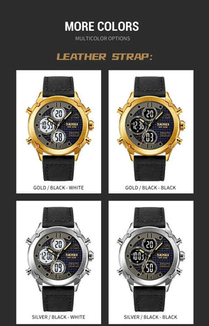 Skmei - 1975(strap)- Luminous 30m Waterproof Mutifunctional - Black/LightBrown-White image 3