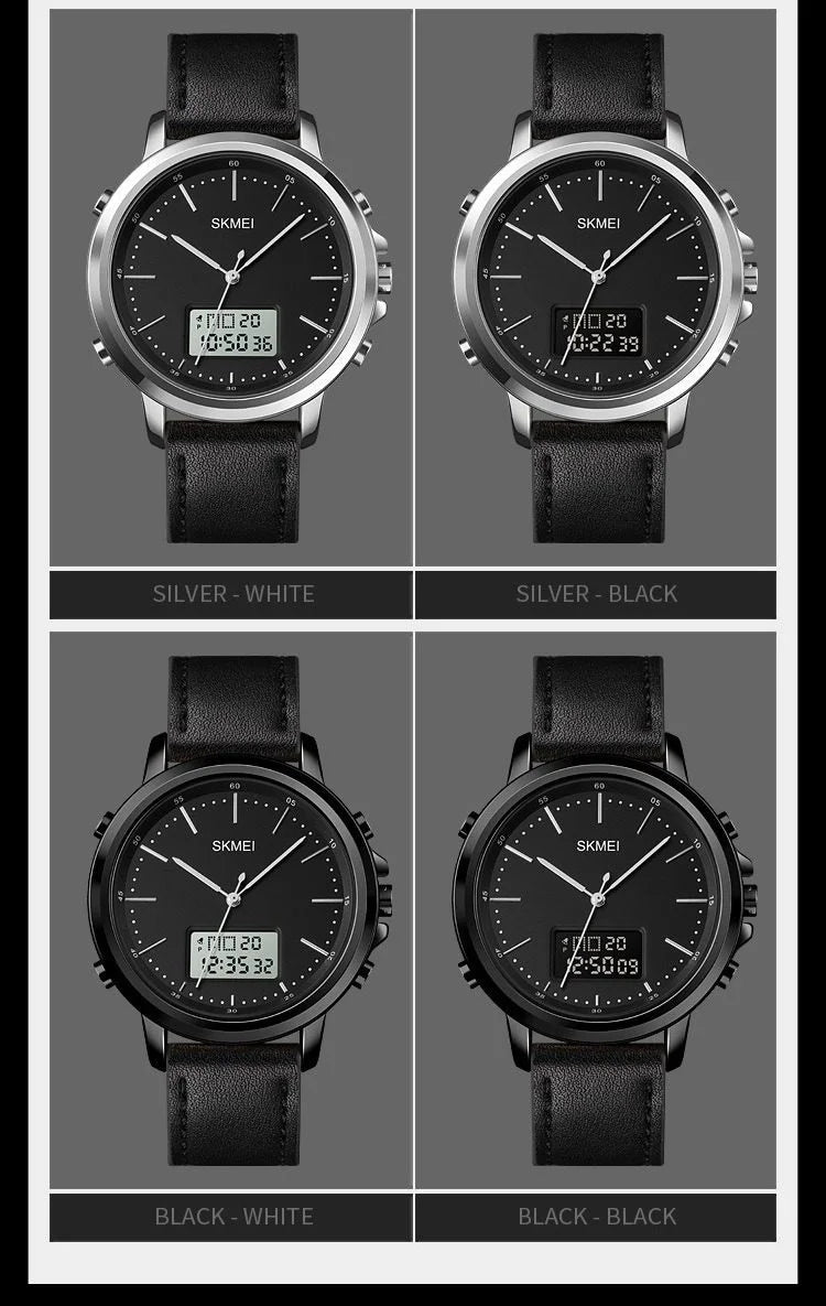 Skmei - 1652 (Strap) - Multifunctional Waterproof - Black/Black-Leather image 5