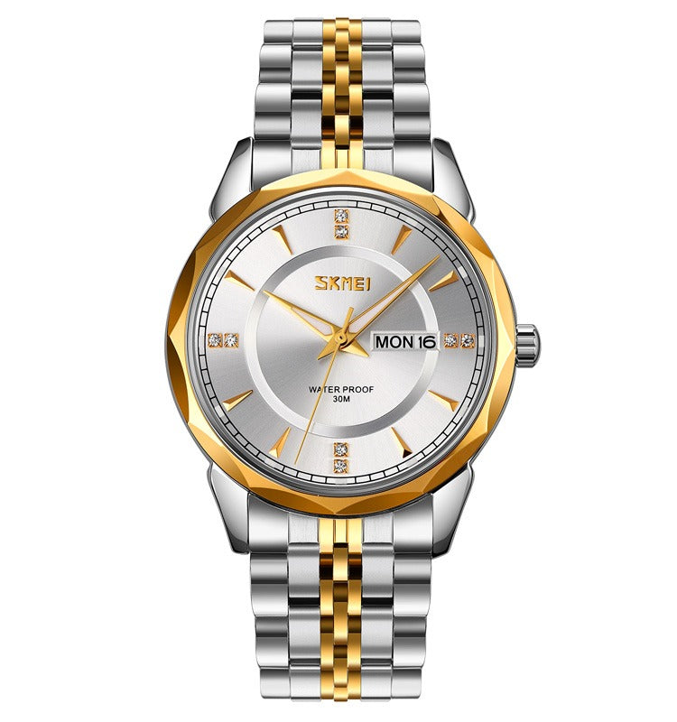 SKMEI - 9268 - Quartz Stainless Steel Luxury Analog Watch - silver/gold-silver image 1