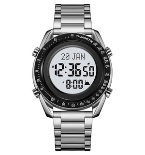 SKMEI - 2143 - Qibla Azan Time Reminder Prayer Watch - silver/black image 1