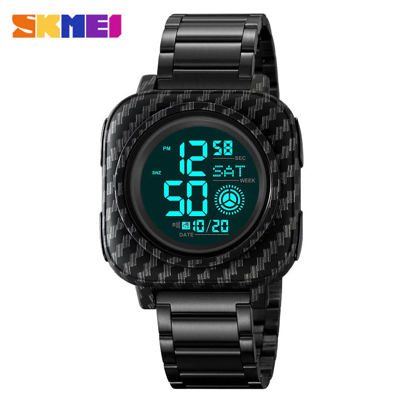 SKMEI 2131 Square Dial Digital Dual Time Watch - carbonfiber image 2
