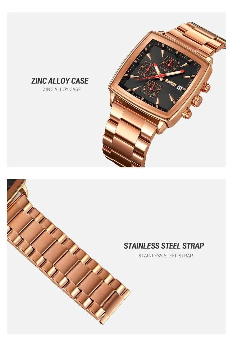 SKMEI - 9331 - Luxury Chronograph Wr30m Waterpoof Quartz - Rosegold/Black image 4