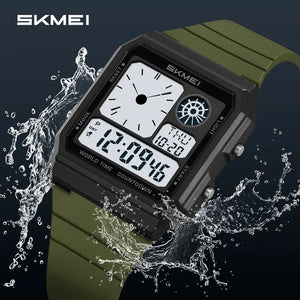 SKMEI - 2347 - Digital Sports Countdown Waterproof Watch - ArmyGreen image 0