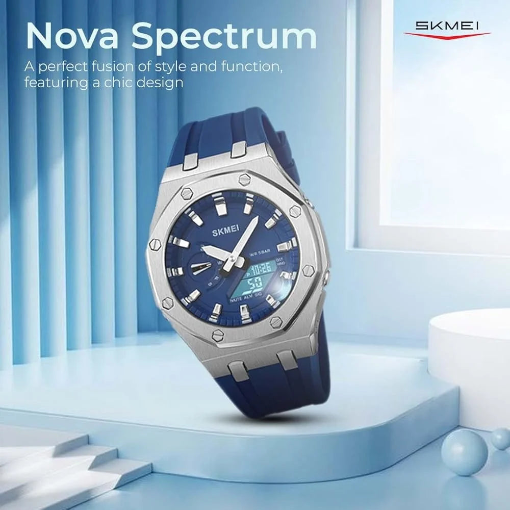 Skmei - 2243 - World time 50 Timezone- Silver/DarkBlue image 3