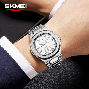 SKMEI - 2423 - Elegant Classic Multifunction Sqaure Dial Watch - Silver/Silver image 3