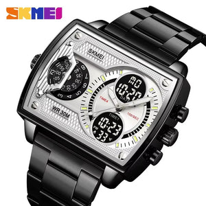 SKMEI 2229 Multi-Zone Analog Digital Sports Watch - black/silver-steel image 3
