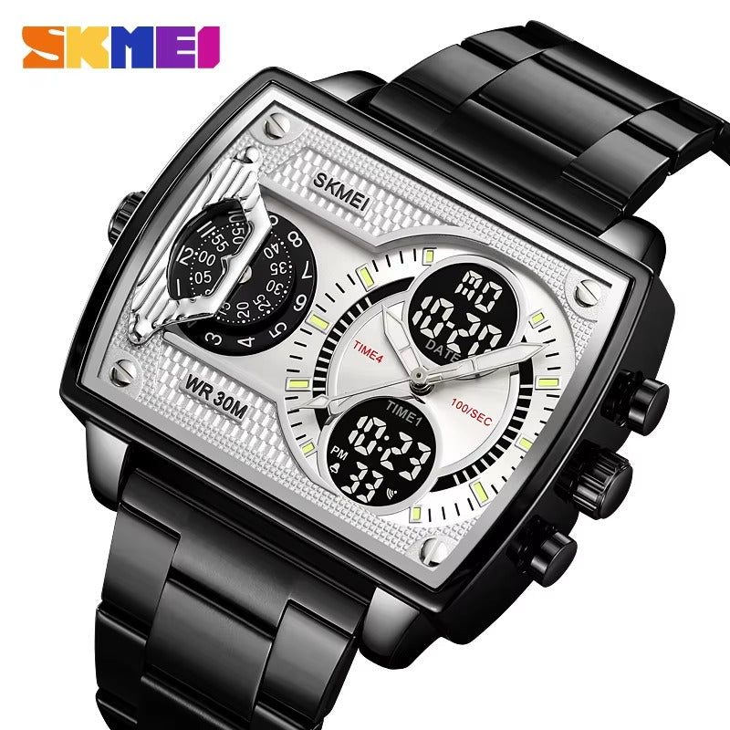 SKMEI 2229 Multi-Zone Analog Digital Sports Watch - black/silver-steel image 3