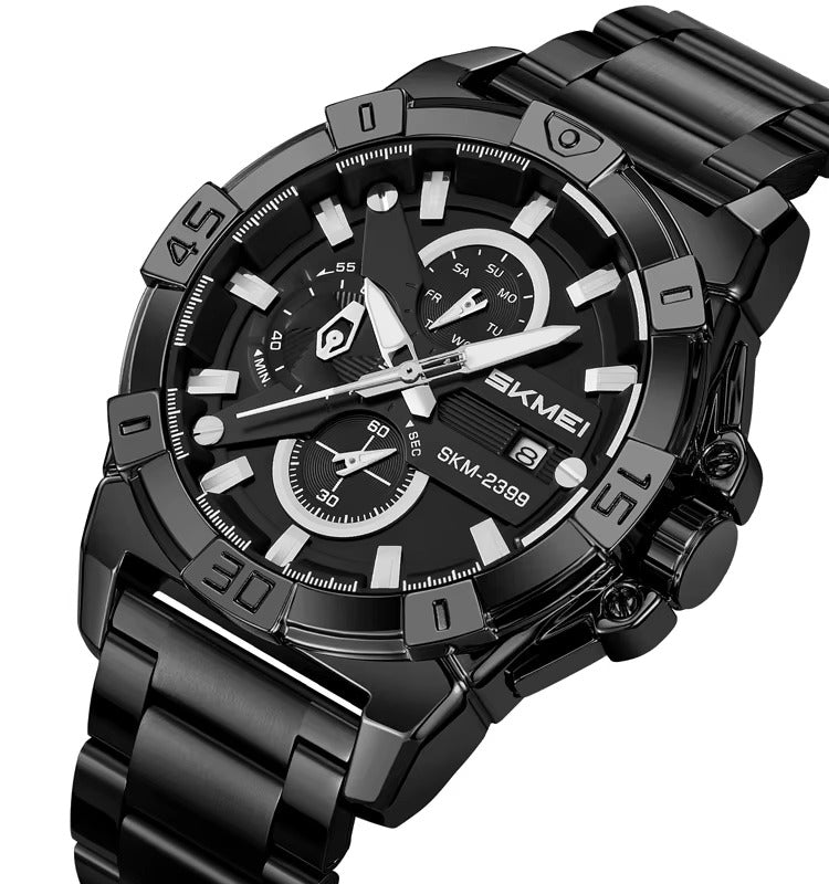 SKMEI - 2399 - Analog Multifunction Watch for Men with Stopwatch - Black image 0