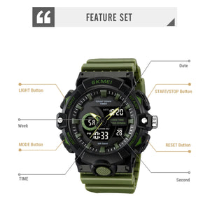 SKMEI 2225 Military Style 3 Time Zone Sports Watch - armygreen image 2