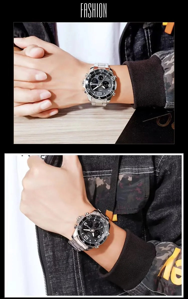 Skmei - 1649 - Rotatable Ring Quartz MultiFunctional Watch - Silver image 3