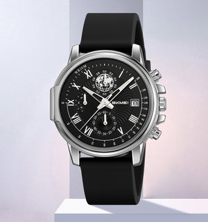 SKMEI - 2468 - Luxury Analog Quartz Chronograph Watch - silver/black image 1