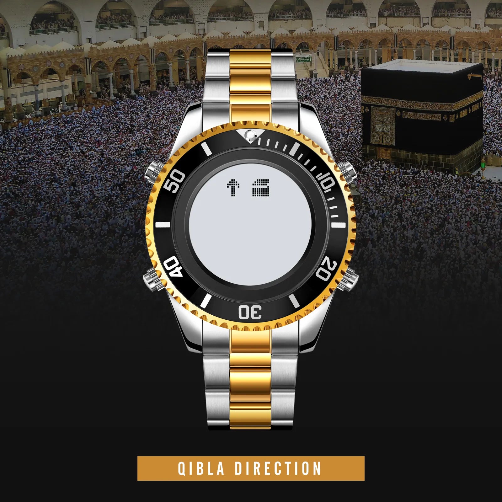 SKMEI - 2141 - Qibla Azan Time Reminder Prayer Watch - silver/gold image 3