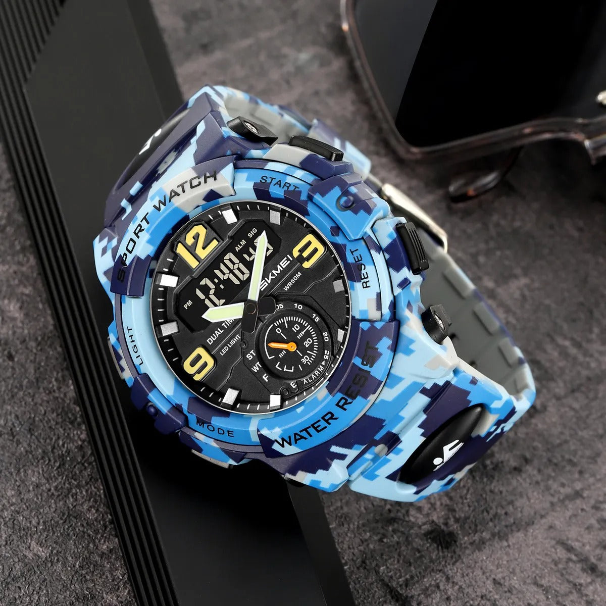 Skmei - 2341 - Power Strike Dual Display Watch - Blue Camo image 1