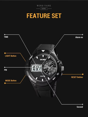 SKMEI - 1761 - Analog Digital Sports LED Stopwatch - black/white image 5