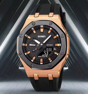 Skmei - 2243 - World time 50 Timezone- RoseGold/Black image 1