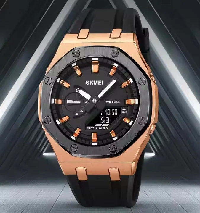 Skmei - 2243 - World time 50 Timezone- RoseGold/Black image 1