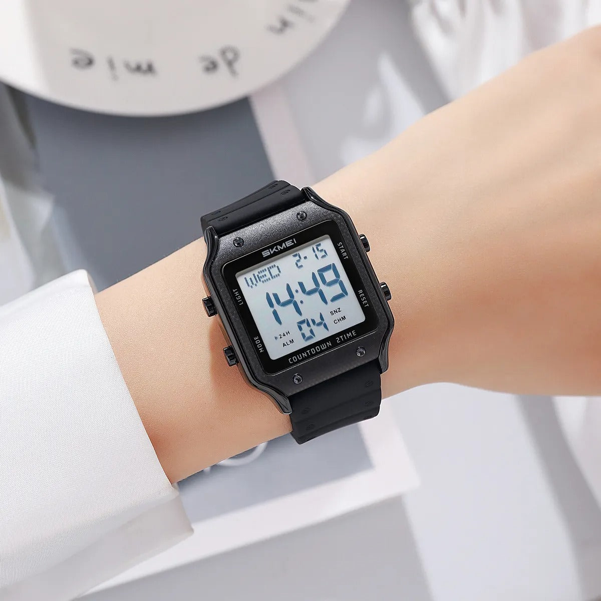 Skmei - 2526 - Women Digital Watch Original Silicone Strap - Black White image 2