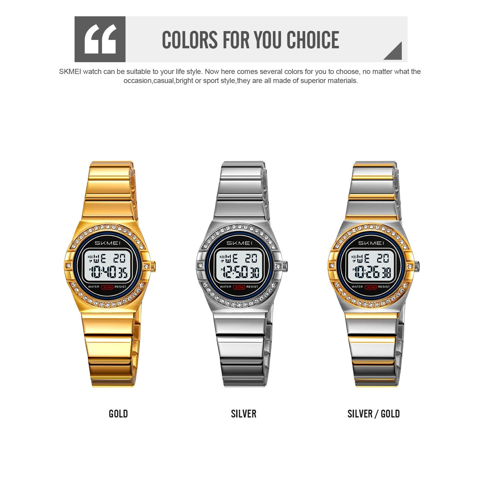 SKMEI - 2446 - Women Digital Stainless Steel Watch - silver image 3