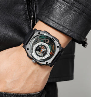 SKMEI - 2533 - Luxurious Creative Gentleman Business Boutique Dial Quartz Watch - silver/black image 2