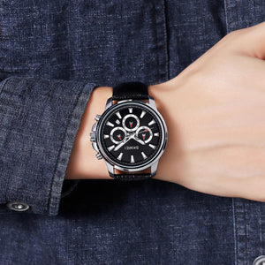 SKMEI - 2071 - High Quality Luxury Watch - Silver/Black-Leather image 4