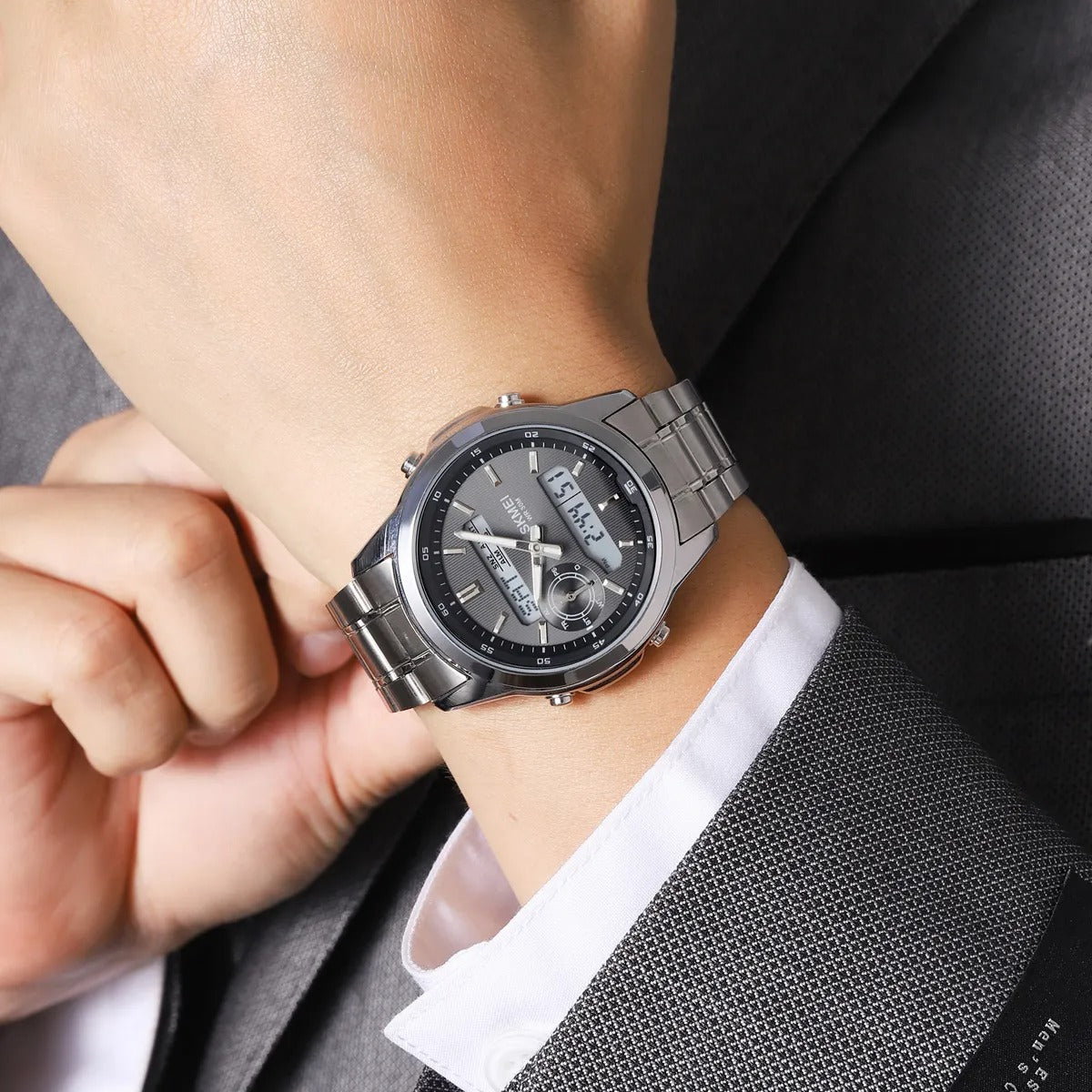 Skmei 2284 World Master Dual Display Watch - Silver/Black image 2